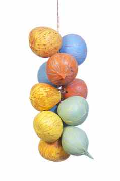 色彩斑斓的画椰子贝壳装饰