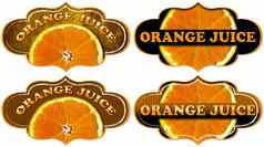 集合橙色汁标签
