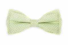 绿色弓领带白色波尔卡点孤立的白色背景