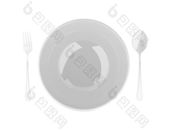 叉勺子白色板白色背景