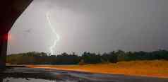 电风暴雷雨闪电德州河高速公路