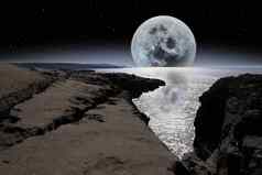 闪闪发光的月亮巨石岩石诺兰大半景观