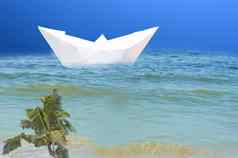 纸船海象征着假期巡航船