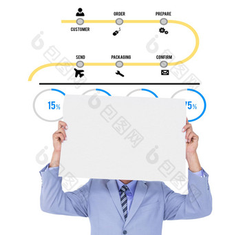 复合图像肖像商人隐藏脸空白面板