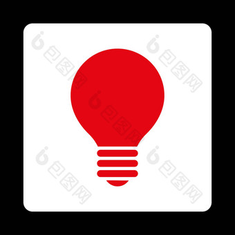 电灯泡平红色的白色颜色圆形的按钮
