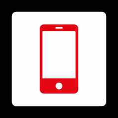 智能手机平红色的白色颜色圆形的按钮