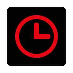 时钟平密集的红色的黑色的颜色圆形的按钮