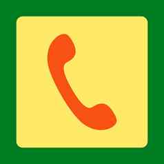 电话平橙色黄色的颜色圆形的按钮