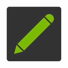 铅笔平生态绿色灰色的颜色圆形的按钮