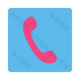 电话平粉红色的蓝色的颜色圆形的按钮