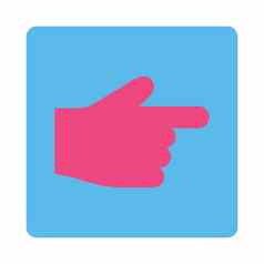 指数手指平粉红色的蓝色的颜色圆形的按钮