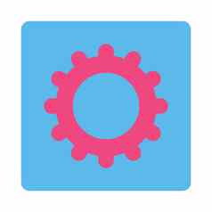 齿轮平粉红色的蓝色的颜色圆形的按钮