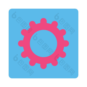 齿轮平粉红色的蓝色的颜色圆形的按钮