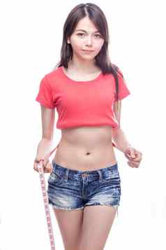 中国人女人测量腰