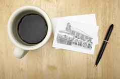 请注意卡房子画笔咖啡