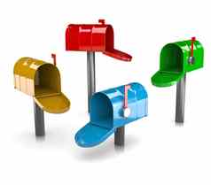 色彩斑斓的邮件盒子集合