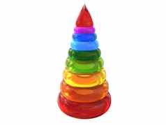 色彩斑斓的倒玩具孩子们彩虹颜色
