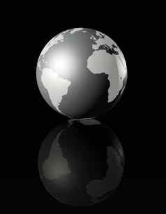 银光滑的全球黑色的背景