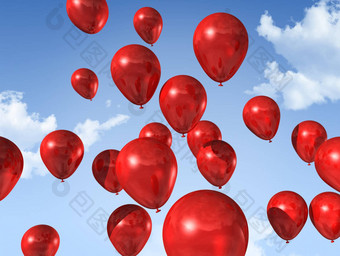 红色的<strong>气球</strong>蓝色的天空