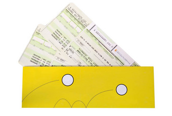 飞机票黄色的信封