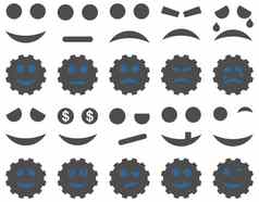 工具齿轮微笑表情符号图标