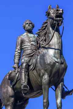 主要一般乔治亨利托马斯。民事战争雕像托马斯。圆华盛顿