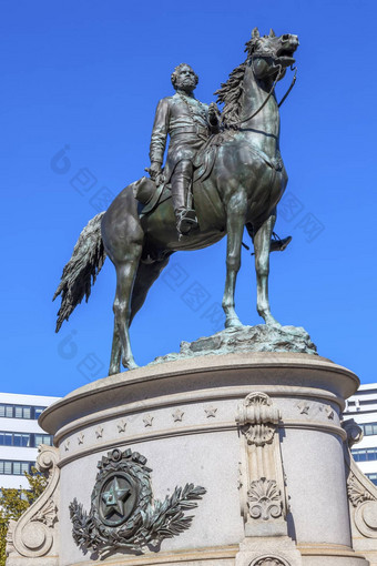 主要一般乔治亨利托马斯。民事战争雕像托马斯。圆华盛顿