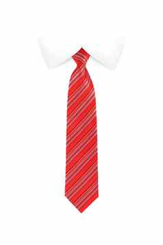 系红色的领带