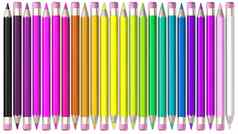 集彩色铅笔铅笔对齐头尾巴排序彩虹颜色