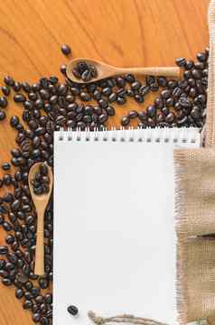 白色笔记本文本麻布咖啡豆子