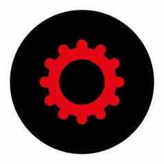 齿轮平密集的红色的黑色的颜色轮按钮