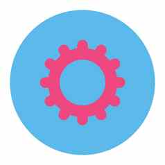 齿轮平粉红色的蓝色的颜色轮按钮