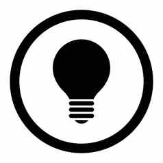 电灯泡平黑色的颜色圆形的光栅图标