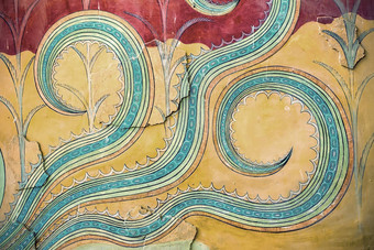 片段古老的墙绘画宫克诺索斯cre