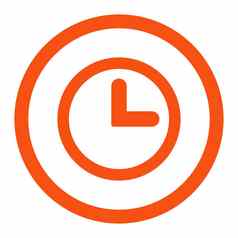 时钟平橙色颜色圆形的光栅图标