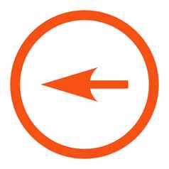 锋利的左箭头平橙色颜色圆形的光栅图标