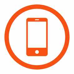 智能手机平橙色颜色圆形的光栅图标