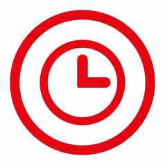 时钟平红色的颜色圆形的光栅图标