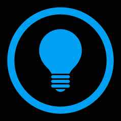 电灯泡平蓝色的颜色圆形的光栅图标