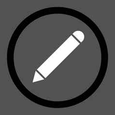 铅笔平黑色的白色颜色圆形的光栅图标