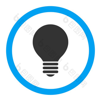 电灯泡平蓝色的灰色的颜色圆形的光栅图标
