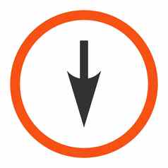 锋利的箭头平橙色灰色的颜色圆形的光栅图标