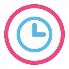 时钟平粉红色的蓝色的颜色圆形的光栅图标
