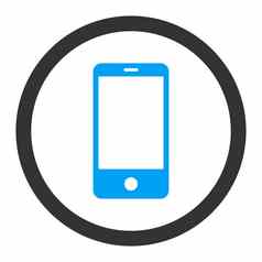 智能手机平蓝色的灰色的颜色圆形的光栅图标