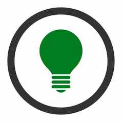 电灯泡平绿色灰色的颜色圆形的光栅图标
