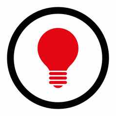 电灯泡平密集的红色的黑色的颜色圆形的光栅图标