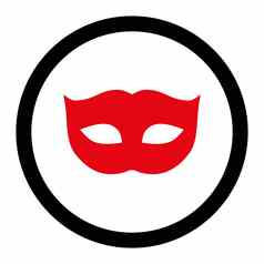 隐私面具平密集的红色的黑色的颜色圆形的光栅图标