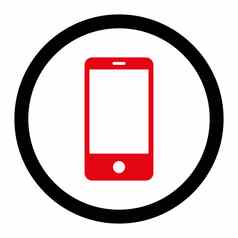 智能手机平密集的红色的黑色的颜色圆形的光栅图标