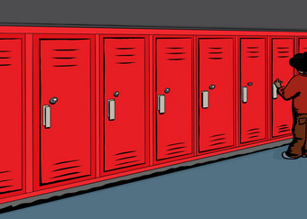 学生开放红色的储物柜