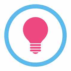 电灯泡平粉红色的蓝色的颜色圆形的光栅图标